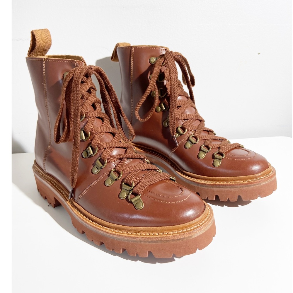 Grenson Brown Leather Combat Boots